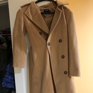 Belted BooHoo Beige/Camel Coat Petite